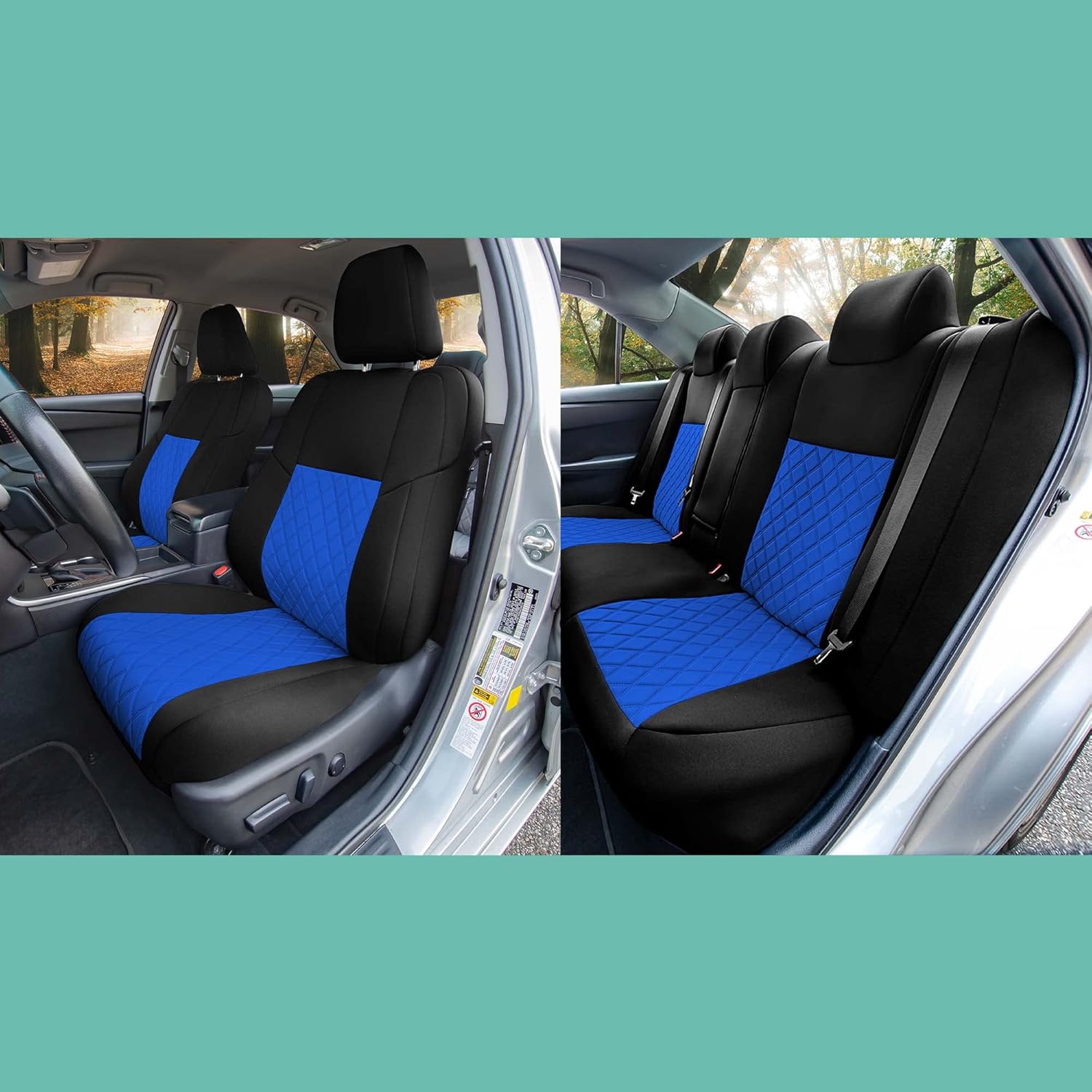 FH Group Custom Fit Seat Covers Specifically Made for 2012-2017 Toyota Camry LE | SE | XSE | XLE - Ultraflex Neoprene, Waterproof Car Seat Cover, Full Set Blue