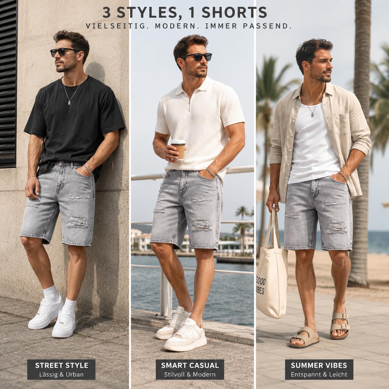 Redbridge by Spruce – Pantalones vaqueros cortos – Bermudas vaqueras con aspecto desgastado con detalles destrozados – Cómodos pantalones de verano de 5 bolsillos de algodón para ocio y ropa de calle