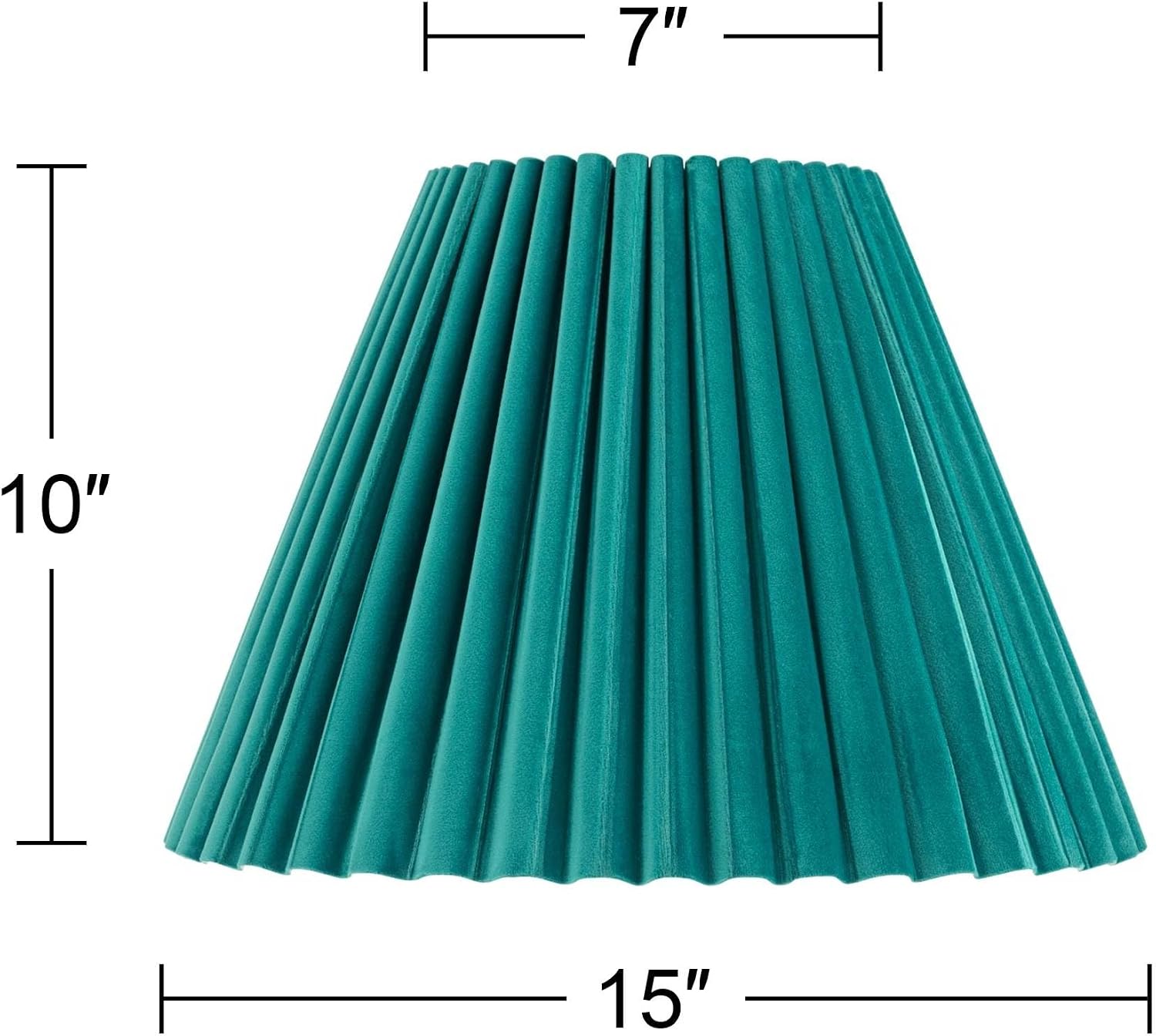7" Top x 15" Bottom x 10" High x 10 3/4" Slant Lamp Shade (Pre-Assembled) Replacement Large Green Empire Round Tapered Traditional Velvet Fabric Arc Pleated Spider Harp Finial - Springcrest