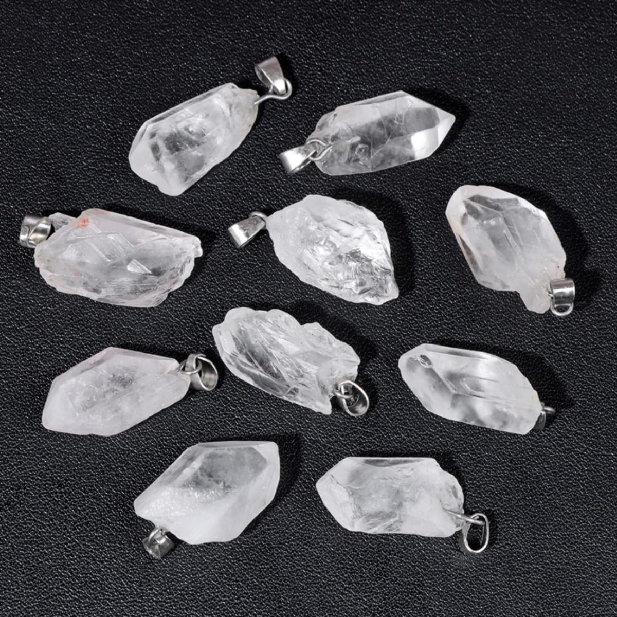 10pcs Irregular Raw Natural Clear Quartz Rock Stone Pendant Healing Crystal Chakra Gemstone Charm for Jewelry Making DIY Necklace Earrings Accessories Reiki - Image 2