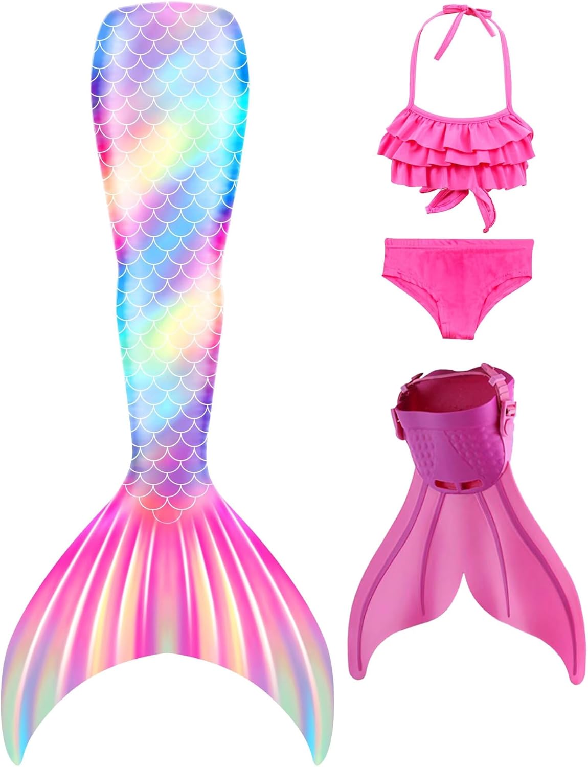 DNFUN Monofin with Girls Mermaid Bathing Suit Bikini Swimsuits