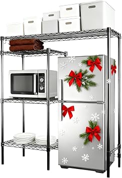 4-Tier Heavy-Duty Mini Fridge Stand with Storage, Adjustable Microwave Stand & Baker Rack, Space-Saving Organizer for Kitchen, Dorm, Office,18Wx48Dx53H