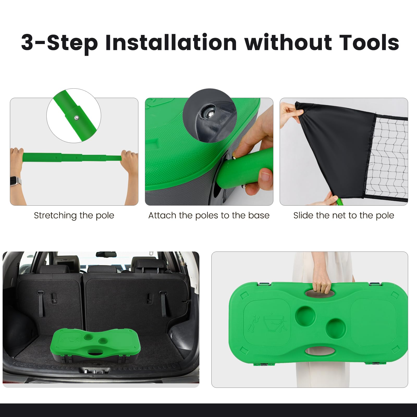 LIFEZEAL Juego completos de bádminton portátil, Soporte de Red de bádminton con Base Independiente, Equipo de práctica de bádminton con 2 Raquetas, 2 Volantes, Red y Caja de Almacenamiento - 5