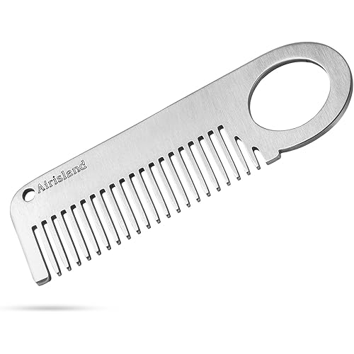 Airisland Stainless Steel Keychain Comb Small Pocket Comb Mini Anti-static Beard Mustache Comb 3.15 inches