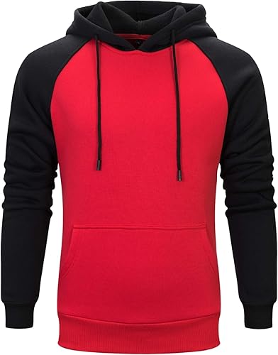 Miniatura 6 de Sudadera con manga larga estilo raglán en contraste, con forro polar, con capucha y bolsillo tipo canguro, para hombre