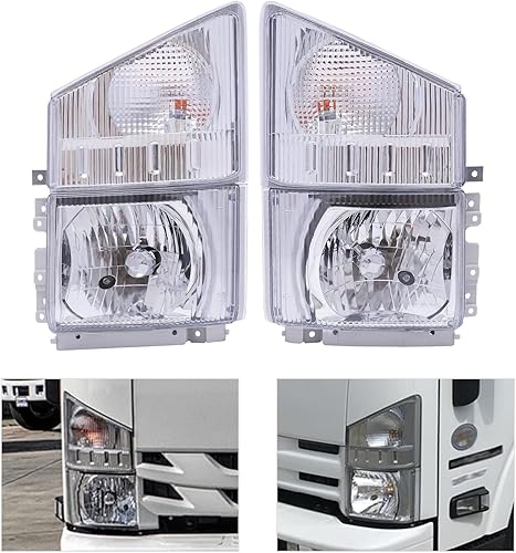 Miniatura 3 de Faro delantero y lámpara de esquina para ISUZU NPR NPR-HD NQR NRR 2008-2020 lado izquierdo del conductor y lado derecho del pasajero, 2 lámparas de