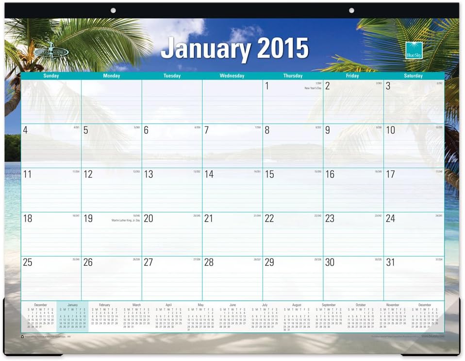 Blue Sky 2015 Endless Summer Desk Pad Calendar, Case Bound, 22 x 17 Inches