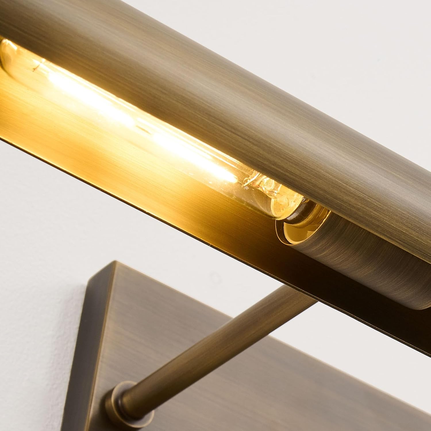 Hardwired Aged Brass Picture Light: 30" Long Rotatable Vintage Antique Gallery Artwork Display Lighting over Pictures Frame - Traditional Museum Accent Spotlight for Library Wall Photo Art Painting