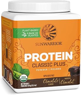 Vegan Organic Protein Powder Plant-based | 5 Superfood Quinoa Chia Seed Soy Free Dairy Free Gluten Free Synthetic Free NON-GMO | Chocolate 15 Servings | Classic Plus by Sunwarrior