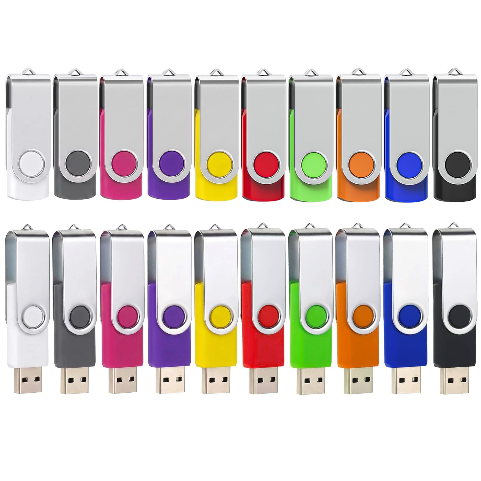 20 Stück 8GB USB Stick USB 2.0 Speicherstick Rotate Mehrfarbig WISEORANGE | Bulk Rotate High speed Memory Sticks mit Aufkleber LED-Indikator 20er Pack 8GB Flash DriveN für PC/Laptop/Car Audio/Smart TV