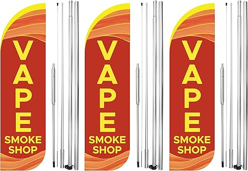 Miniatura 4 de OnPoint Wares Banderas para tienda de humo de vape, paquete de 3, 11.5 pies x 3 pies, tienda de humo de vapeo para publicidad empresarial, banderas