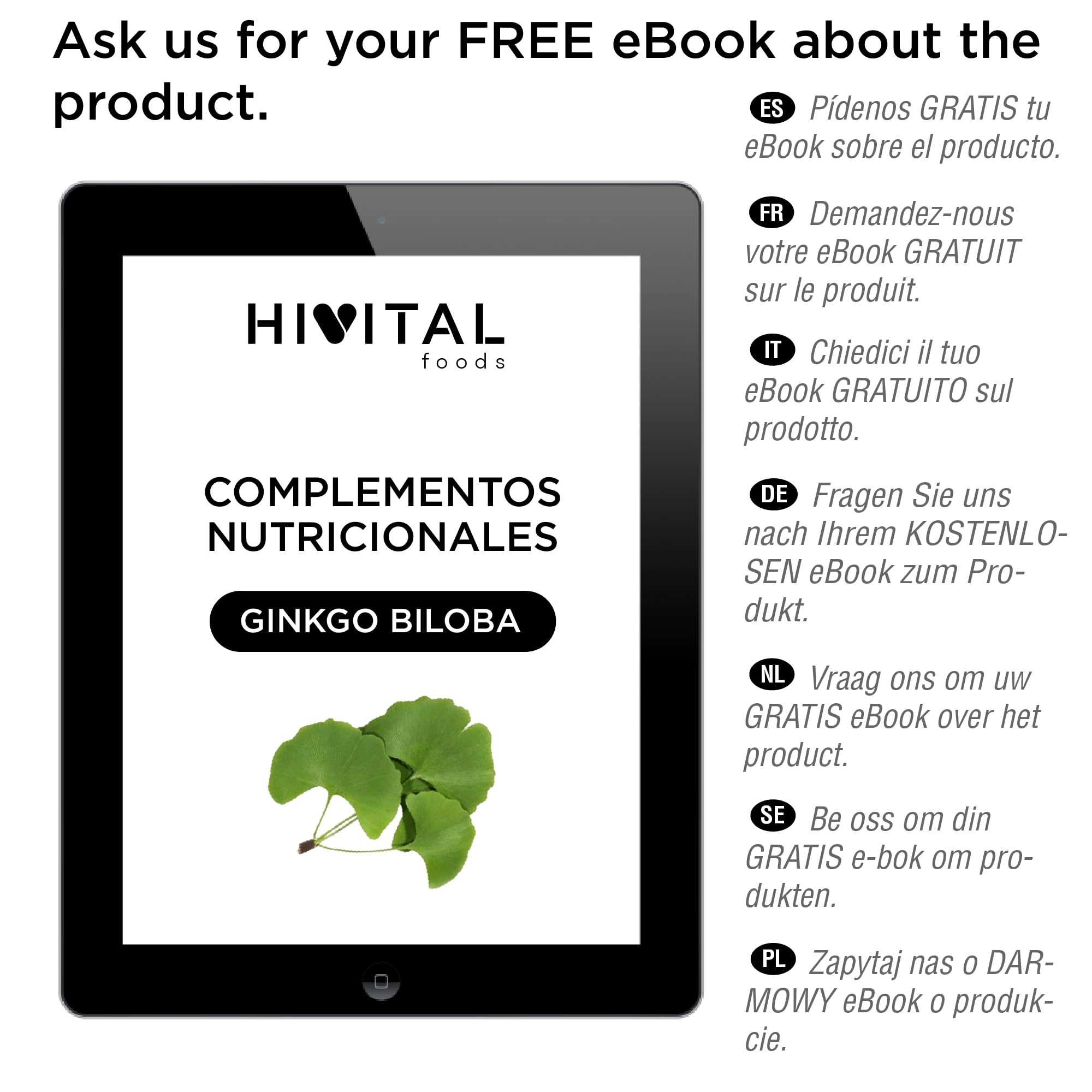 Ginkgo Biloba 6000 mg. 210 capsule vegane per 7 mesi di trattamento. Il miglior estratto naturale concentrato 50:1 con il 24% di flavonoidi e il 6% di terpeni. Prodotto in Europa da HIVITAL