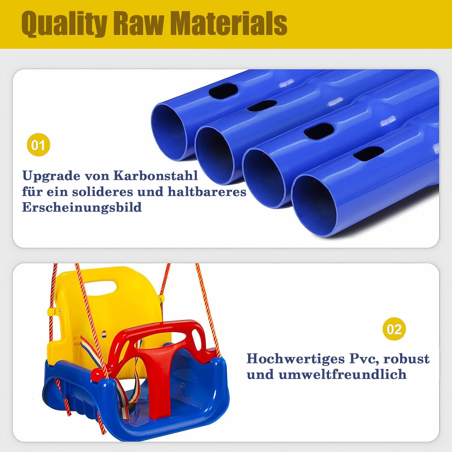 3 in 1 Babyschaukel Outdoor Indoor, Kinderschaukel mit Sicherheitsgurt für Drinnen & Draußen, Zusammenklappbarer Metallständer & Klare Anleitung, Einfach zu Montieren