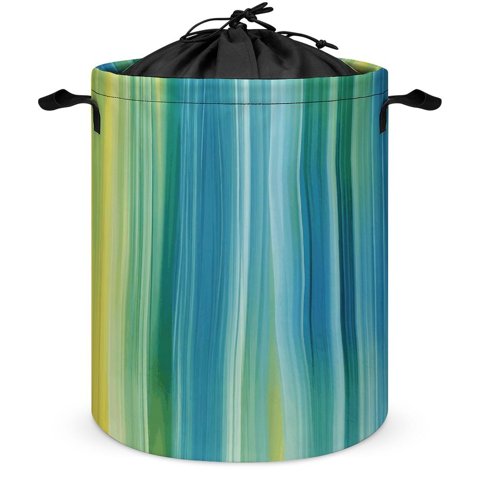 Grand panier à linge haut de gamme autonome aux finitions soignées bleu et vert