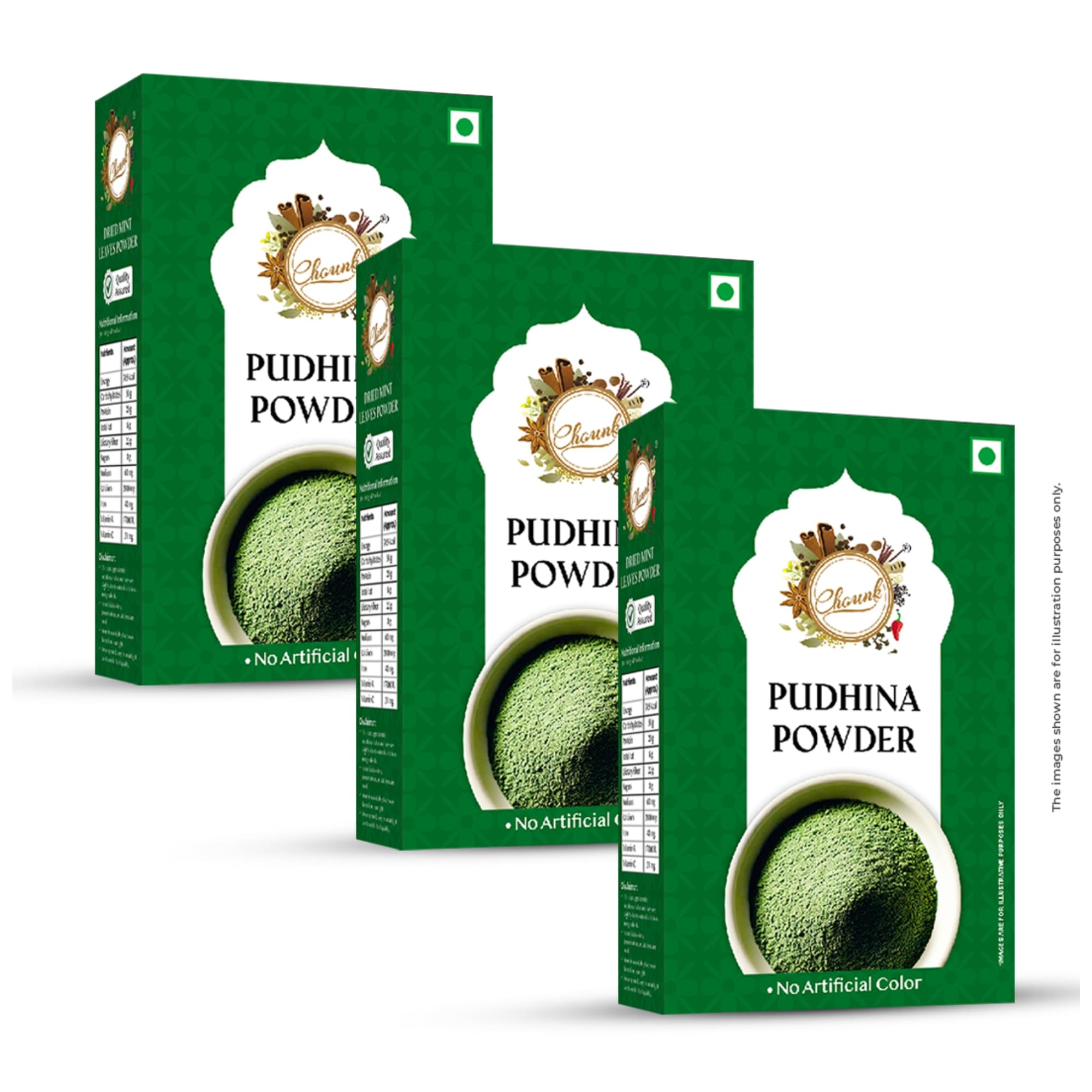 Chounk Pure And Natural Mint Powder | Pudina Powder with No Added Flavors & No Preservatives | Dry Mint Leaves Powder Peppermint Leaf - 300 Grams (100 Grams X Pack of 3)