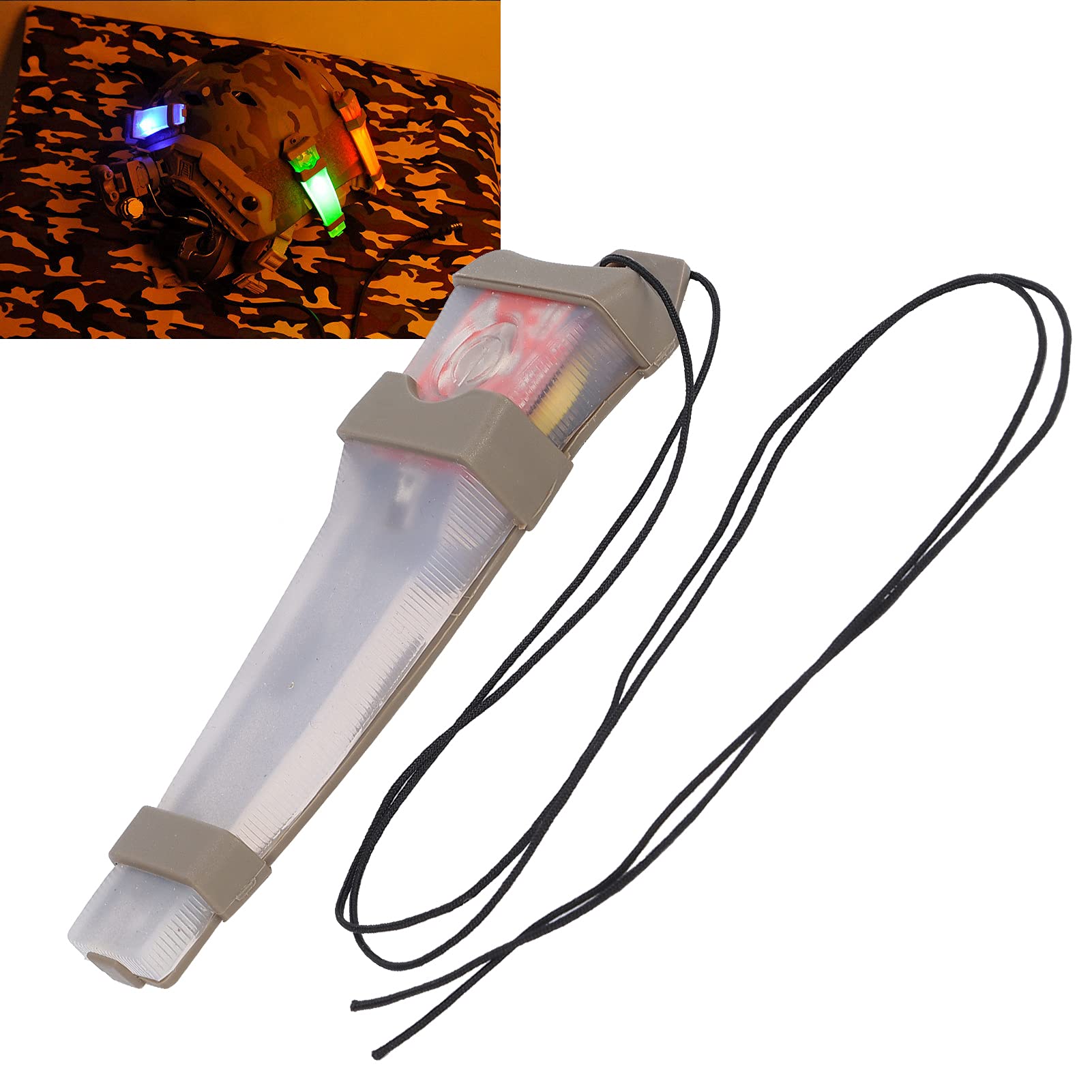 Luce di Sicurezza per Casco, Luce di Segnalazione di Sopravvivenza in Silicone con Superficie a Strappo per attività all'aperto(Luce Rossa sul Fondo del Guscio di Sabbia (Rossa))