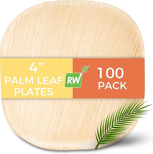 Miniatura 1 de Restaurantware Plato cuadrado de hoja de palma Indo ecológico de 4 pulgadas perfecto para fiestas y eventos de catering - Color natural - Platos