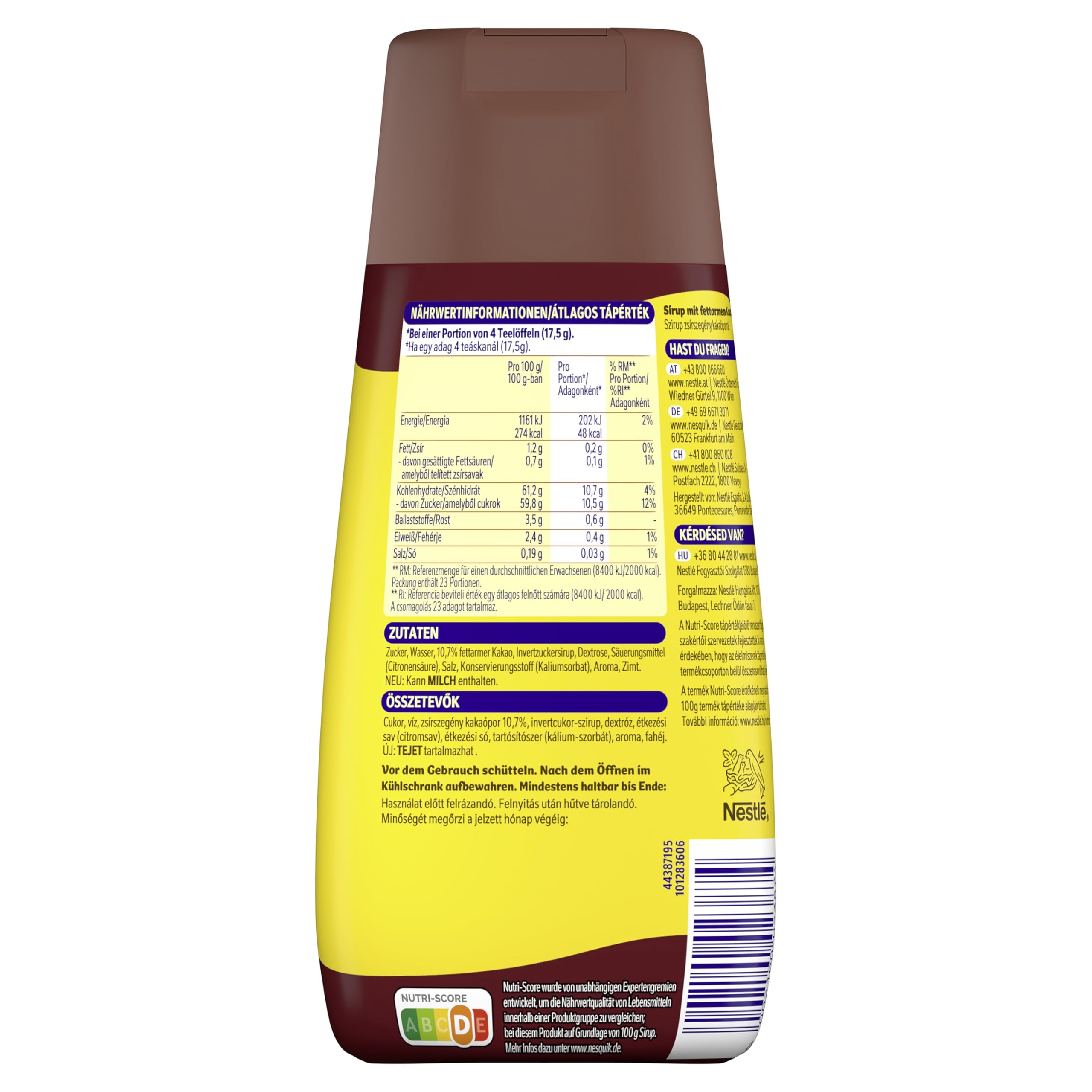 Nesquik Syrop w puszce, syrop czekoladowy do deserów, śniadania lub napojów mlecznych, 8 x 300 ml, 12018291