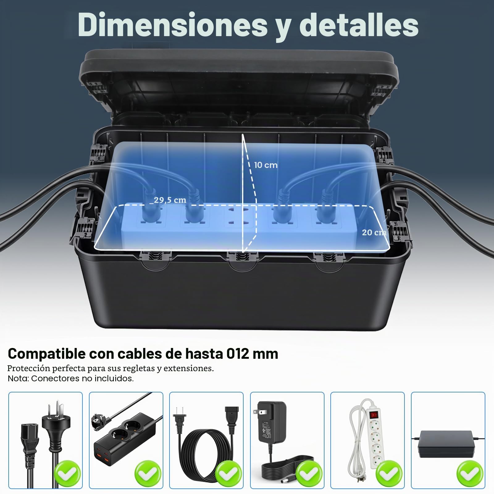 Caja Estanca Exterior Electrica, Caja de Conexiones Eléctricas Exteriores Impermeable con Protección IP55, para Proteger Cables Extensión, Regletas, Enchufes Exteriores, 33x22x13cm