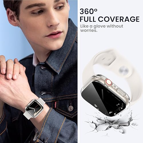 Vista 5 de Tensea Funda protectora de pantalla impermeable para Apple Watch (2 en 1) para Apple Watch, serie SE 6, 5, 4, 1.732 in, iWatch PC, película
