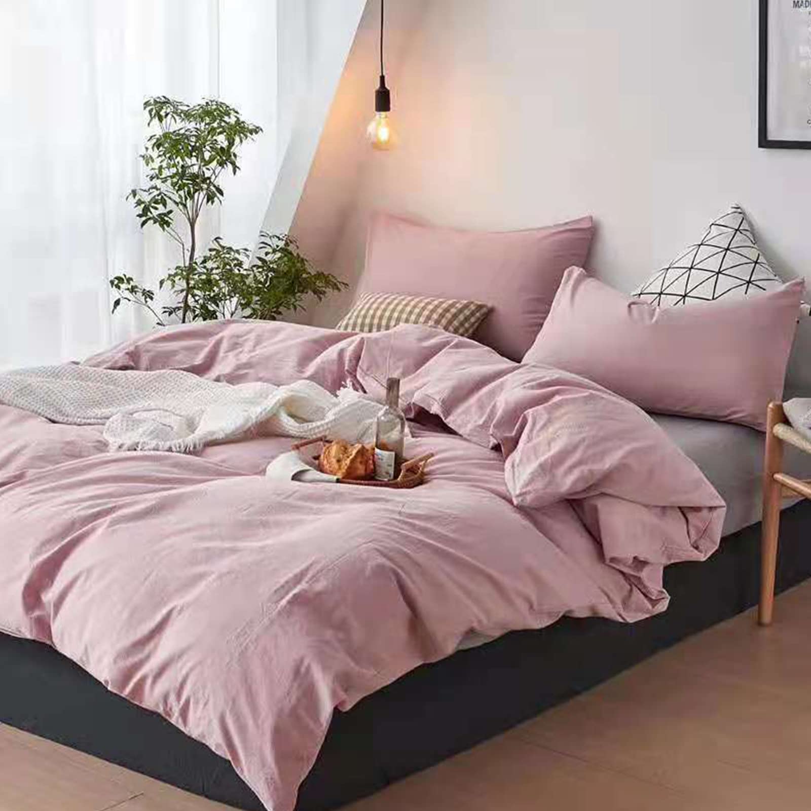 KKVV Ultra Soft Duvet Cover Set Queen, 4 PCS Solid Color Fluffy Bedding Duvet Cover, Comforter Warm Cover Set for All Season,G,Twin XL 1.2m Bed 150 * 200cm