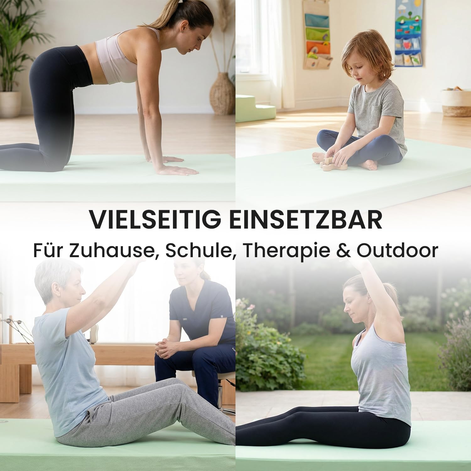 Jeflex – Esterilla plegable y esterilla de gimnasia plegable 1 vez – 200 x 70 x 8 cm – Fabricado en Alemania/esterilla de gimnasia portátil/ahorra espacio y esterilla de juego para habitación infantil