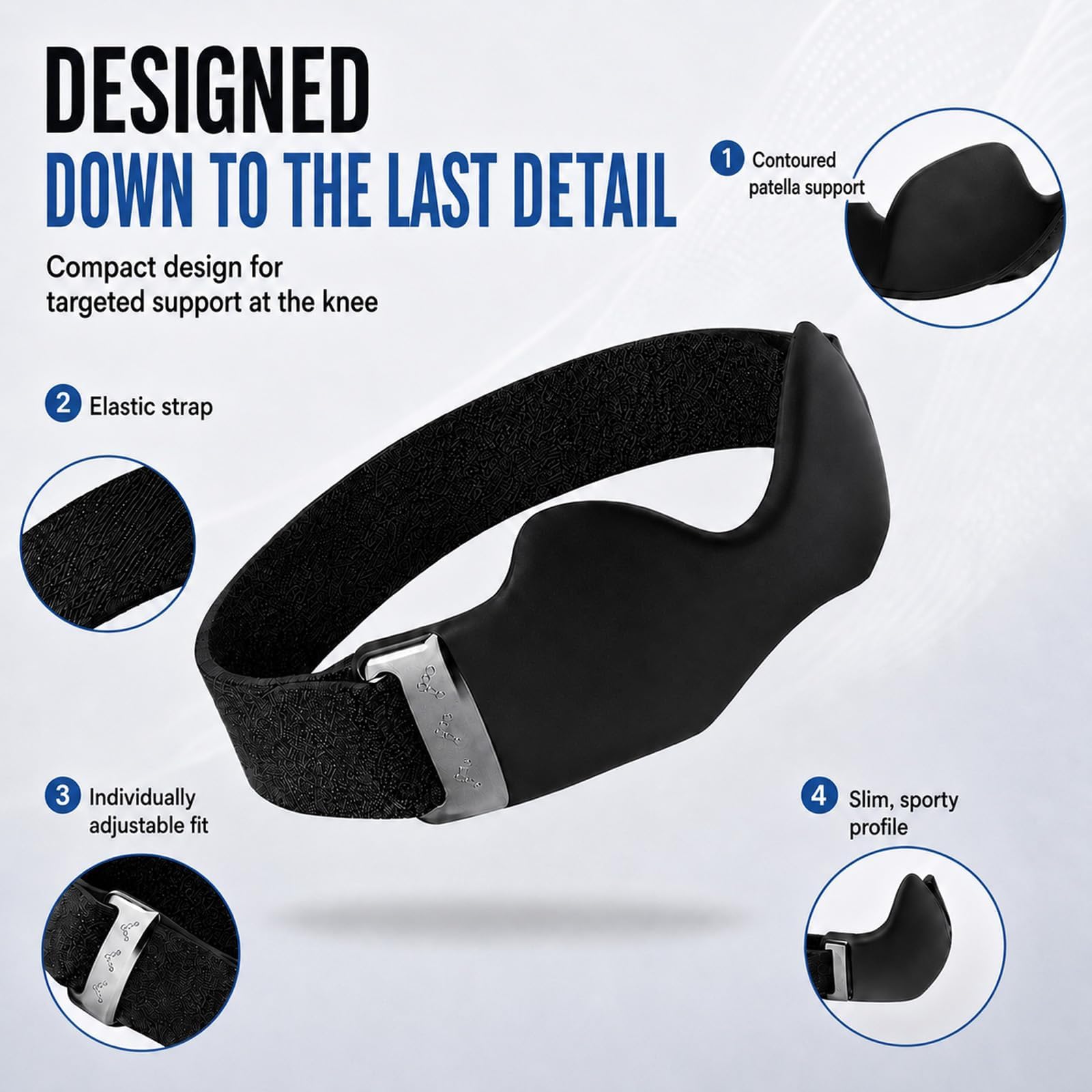 Kneeflex/Stryde Precision Knee Strap, Kneeflex Pro Patellaband, Knee Support Anti-Slip Silicone Material, Adjustable Design, Suitable For Running, Basketball And Squats (2)