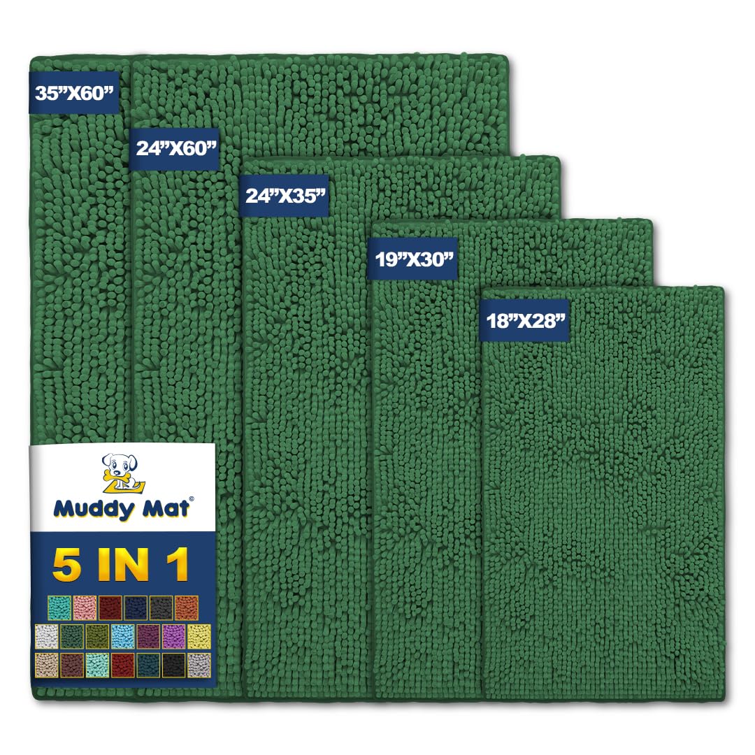 Muddy Mat Pack of 5 Absorbent Microfiber Door Mat and Pet Rug Non Slip Thick Washable Area and
