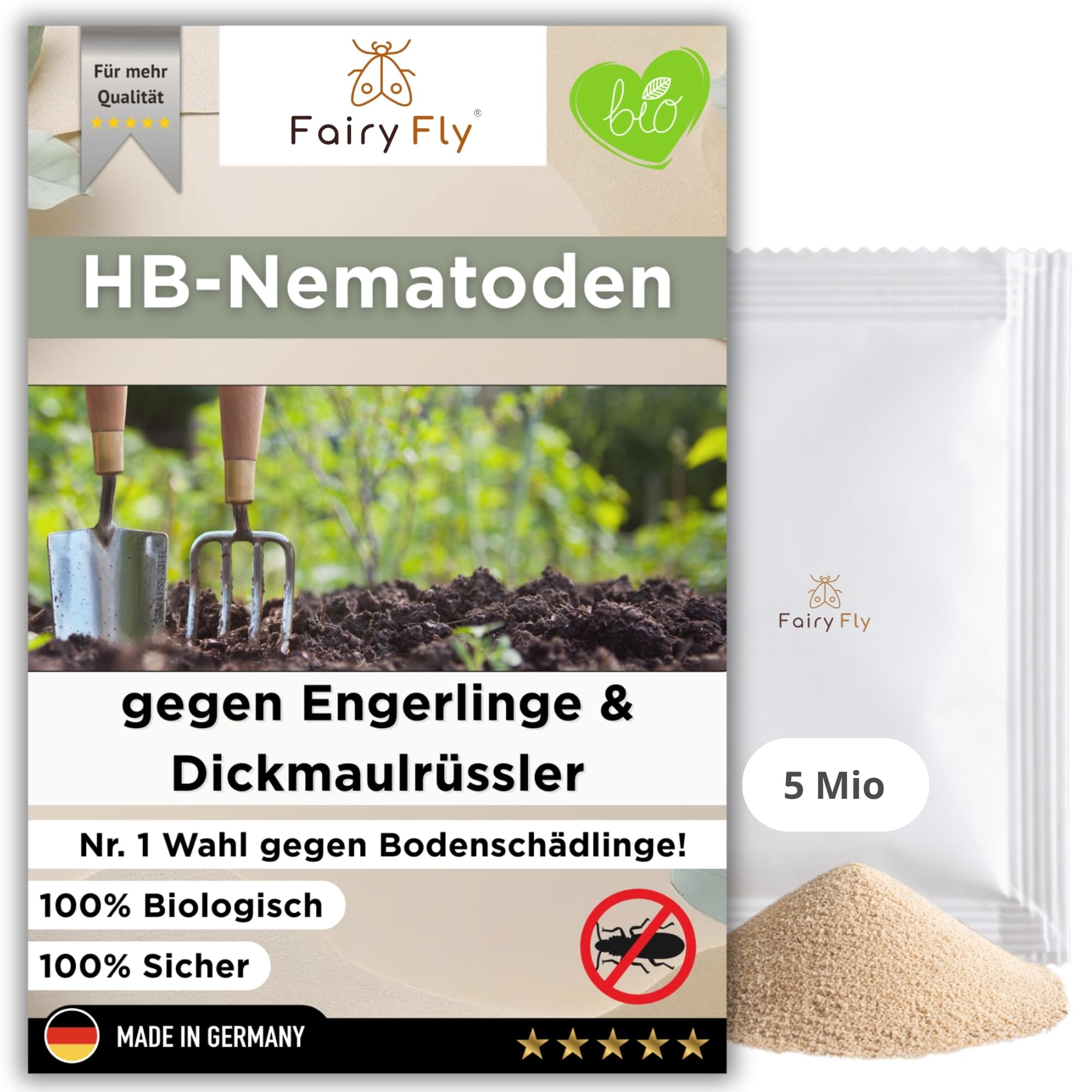 HB Nematoden gegen Dickmaulrüssler & Engerlinge - 5 Mio Nützlinge für 10 m² Schädlinge - FairyFly®