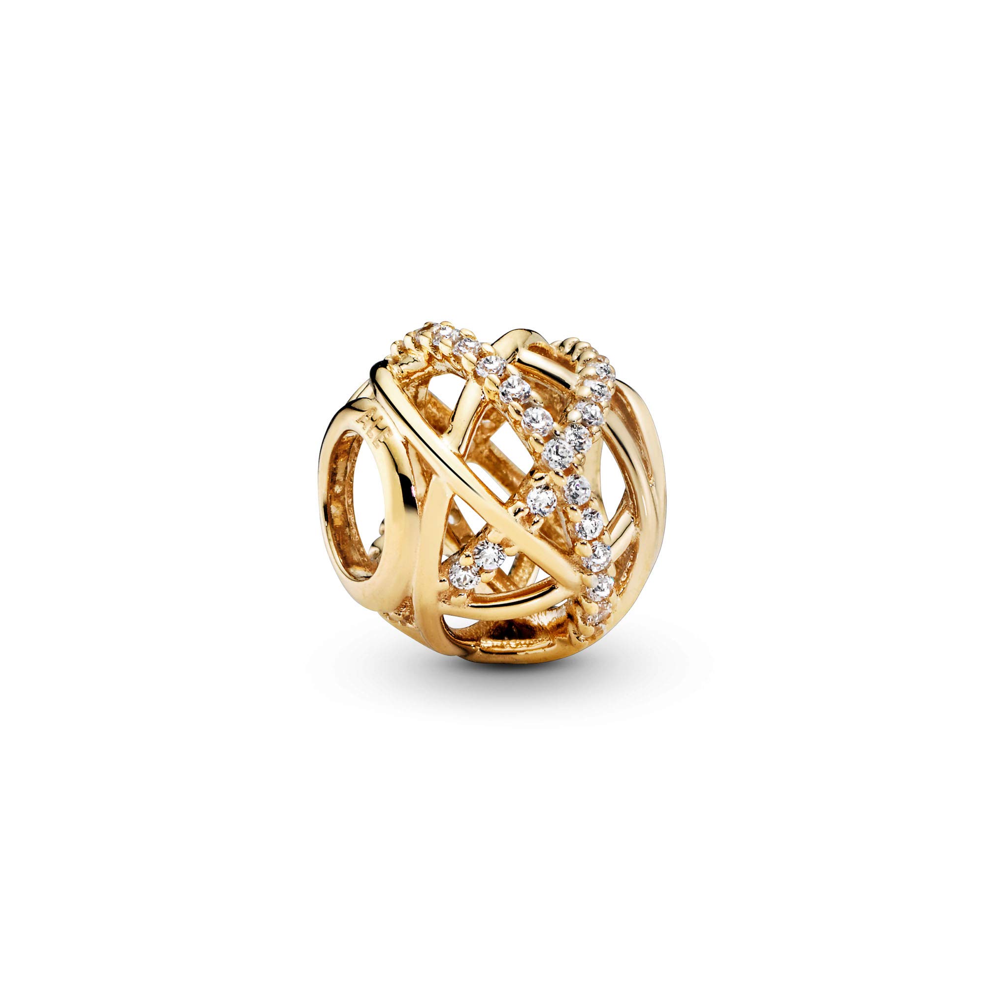Pandora Jewelry Sparkling and Polished Lines Cubic Zirconia Charm in Gold 14K