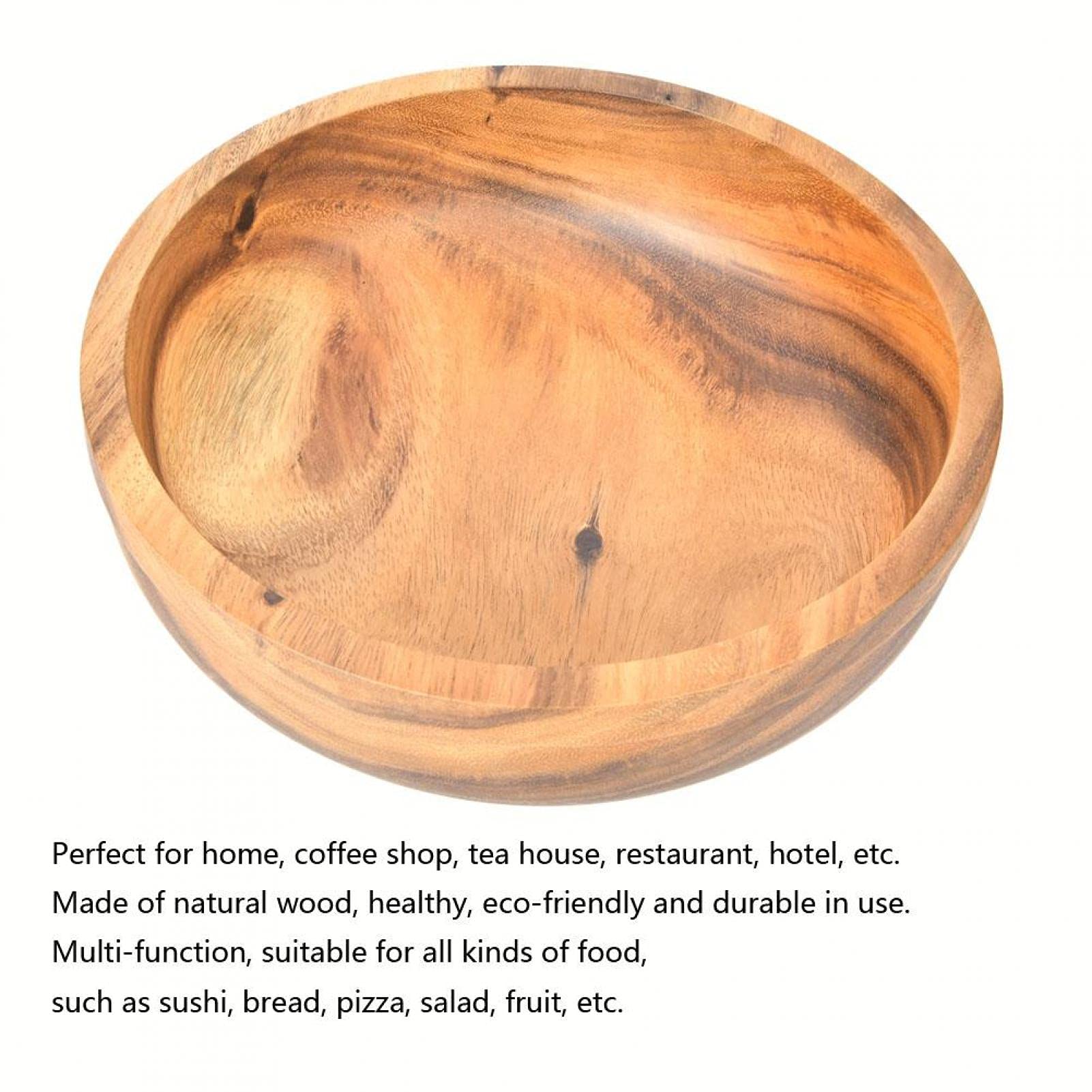 Ong Cuenco de madera, ecológico, ensaladera de madera para alimentos, recipientes para frutas, vajilla, utensilios de cocina, ensaladera de madera(30 * 9cm)