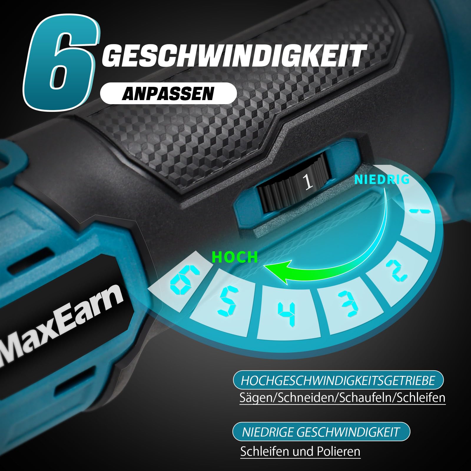Akku-Multifunktionswerkzeug mit 6 Titan Sägeblätter + 15 Sandpapier, Kabelloses Oszillierendes Werkzeug-Set für Makita 18V, Multitool Bürstenlos zum Schaben Schneiden Schleifen (ohne Akku)