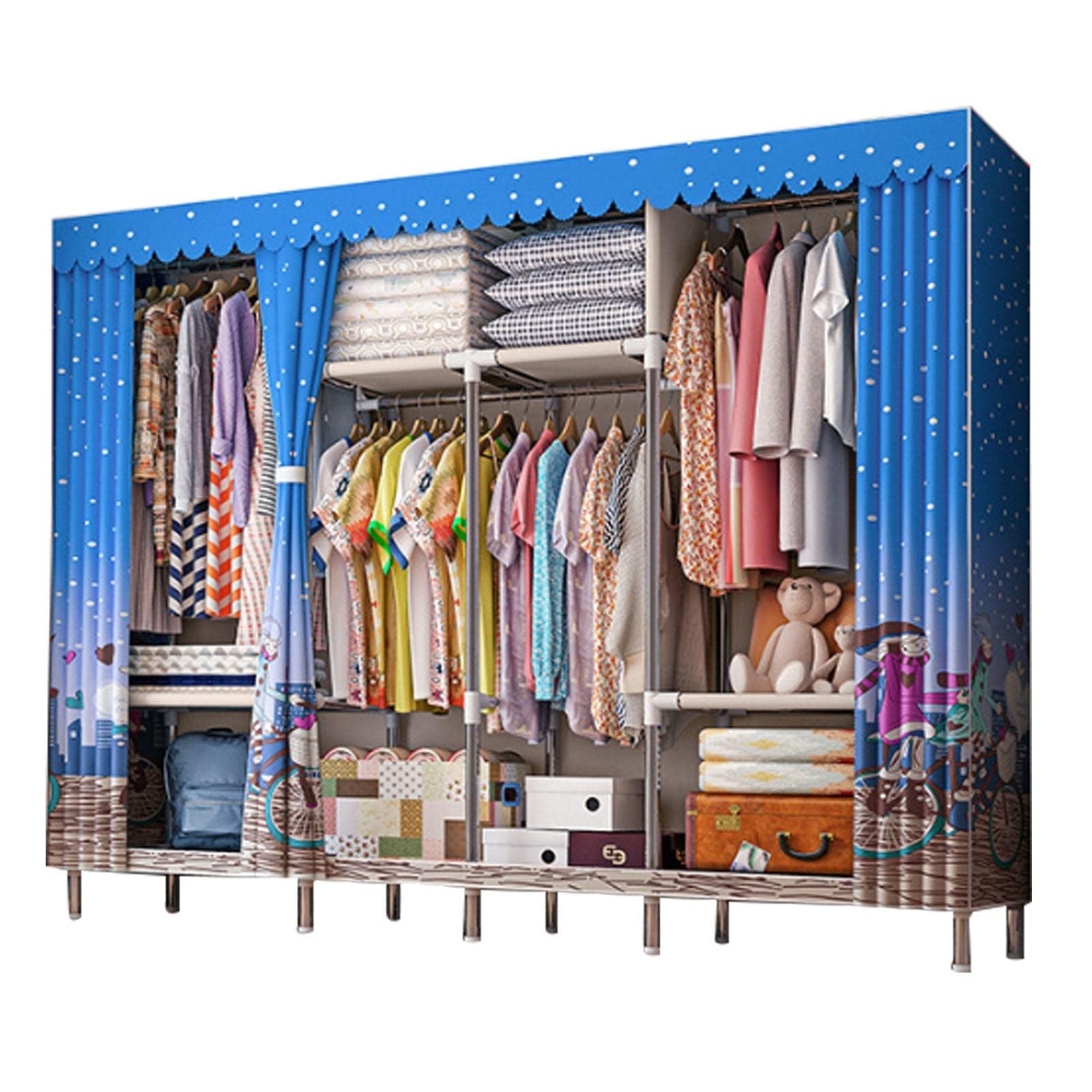 Appendiabiti Da Terra Salvaspazio - Cabina Armadio Angolare Chiusa, Organizzatore Per Riporre Gli Abiti In Tessuto Per Camera Da Letto, Armadio Con Struttura In Acciaio Metallico(Color:B,Size:245X45X1