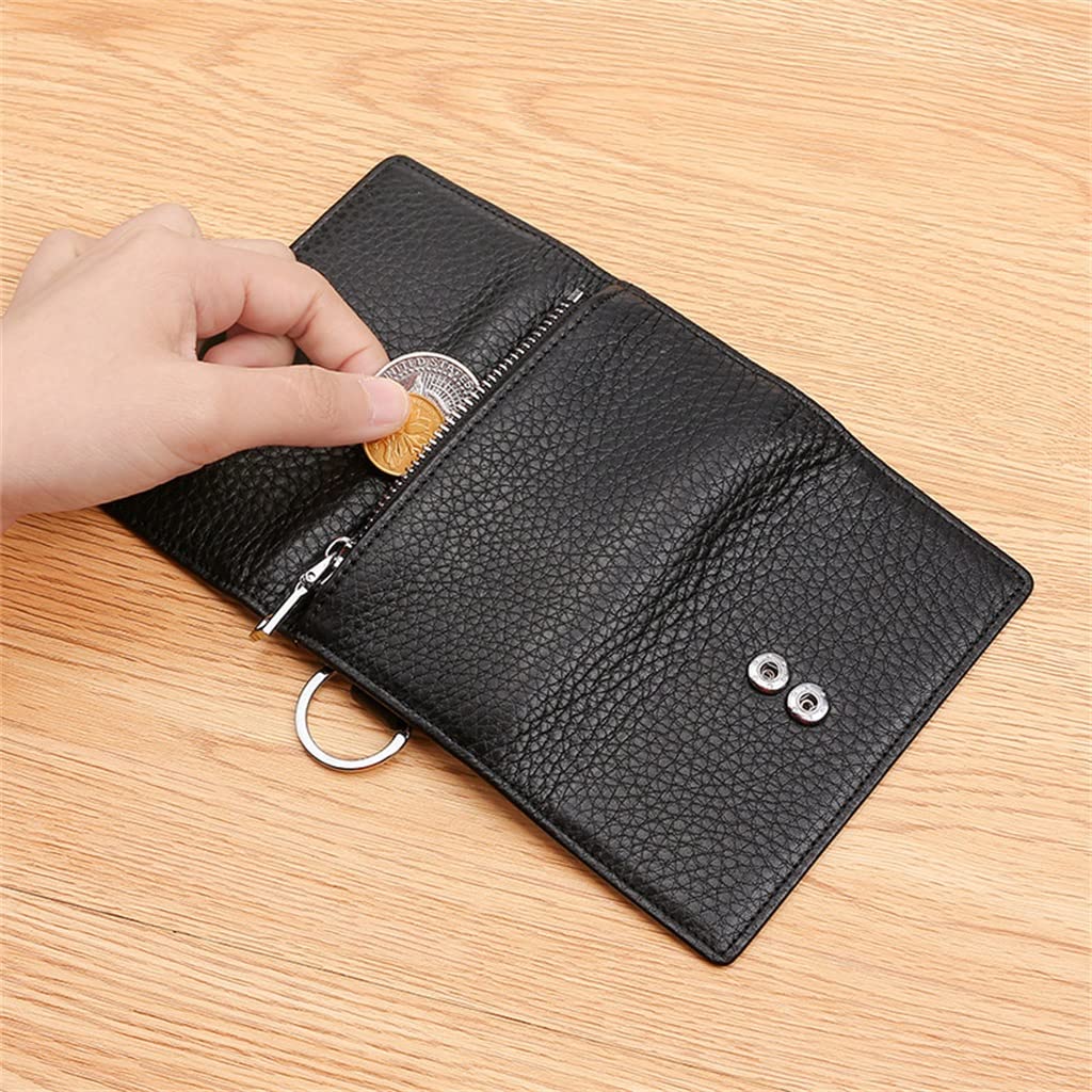 Set Borsa Uomo In Pelle 2 Pezzi Con 2 Fibbie In Metallo – Custodia Nera Per Chiavi, Carte E Contanti
