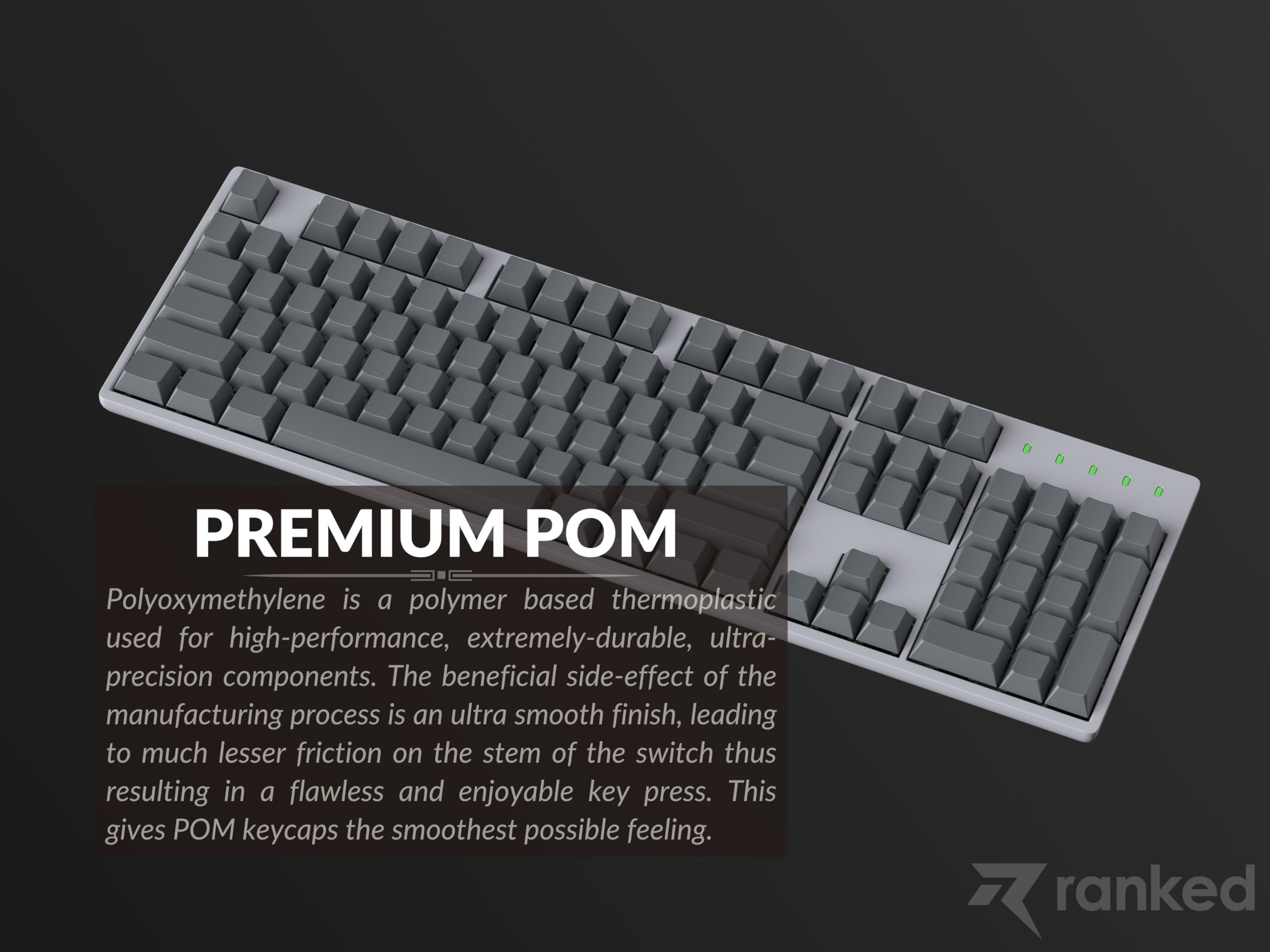 Ranked Set de Touches Pom Jelly Translucides | 1,45mm d'Épaisseur | Profil Cherry pour Clavier DIY Mécaniques Custom (Ash, 169 Touches)