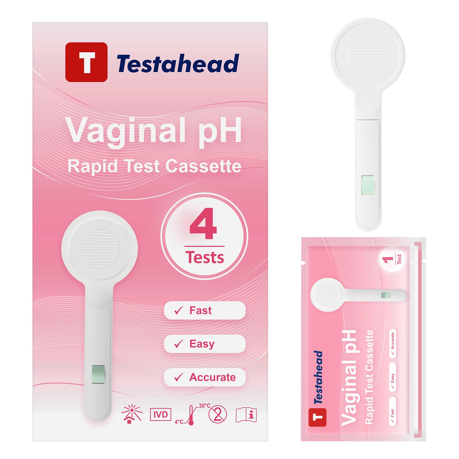 BV Test Strips for Women, 10-Seconds Vaginal pH Test Strips, 4 Count – Easy Home Detection of Bacterial Vaginosis, Balanced pH Monitoring