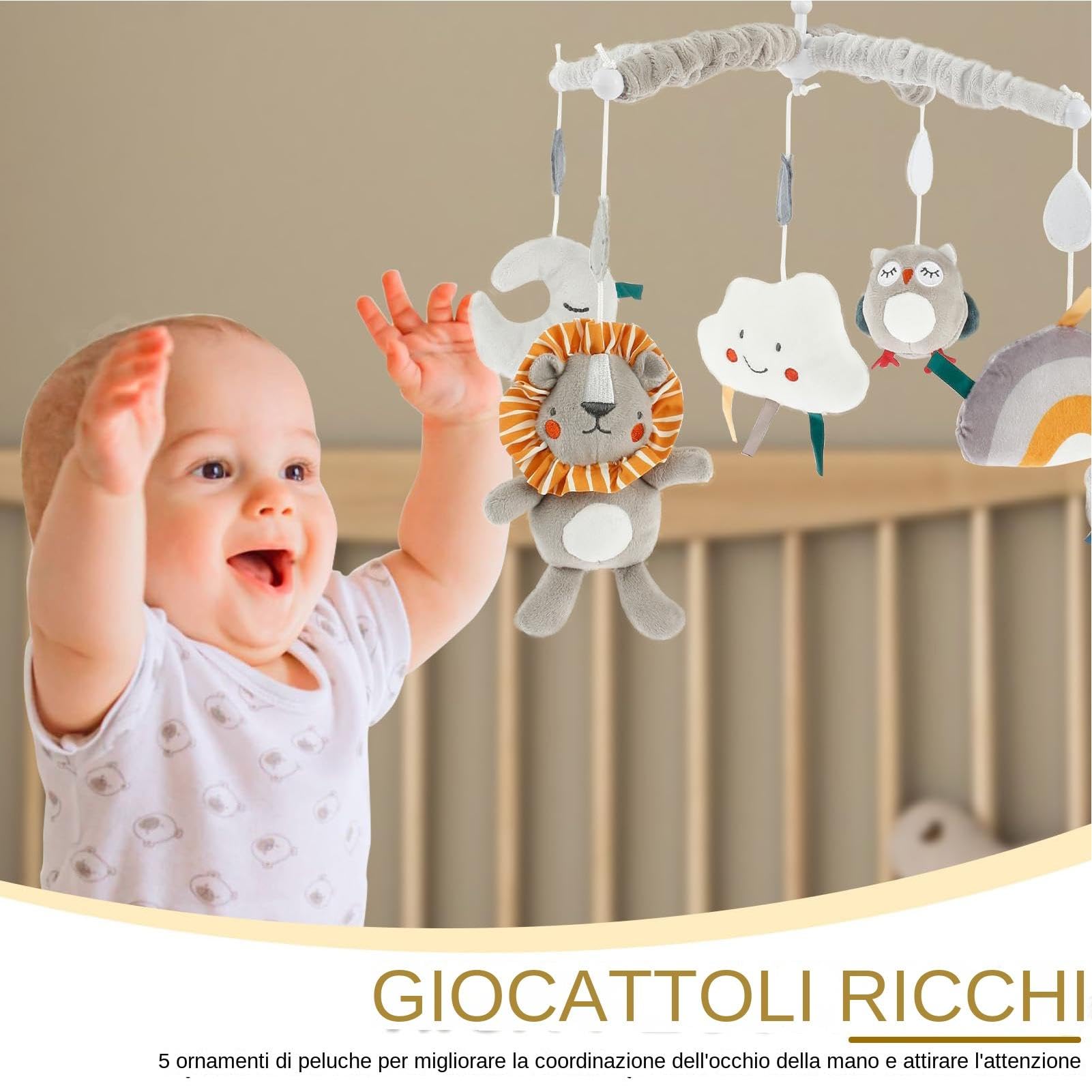 Giostrina Culla Neonato Mobile morbido rassicurante per bambini