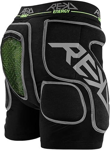 REKD Pantalones cortos acolchados Energy Impact, protección completa de la parte inferior del cuerpo con protector de hueso de cola extraíble,
