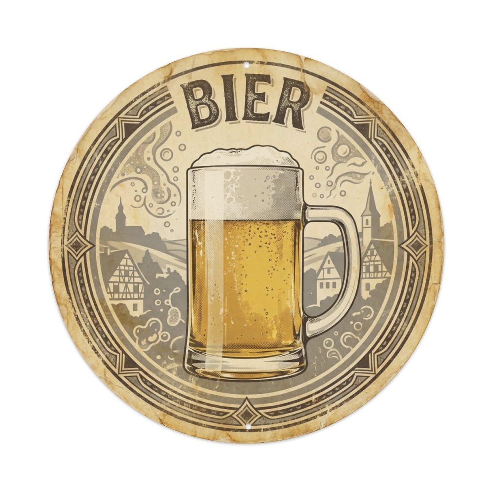 Retro Screenprint European Beer Taproom Drink Culture Metal Tin Sign