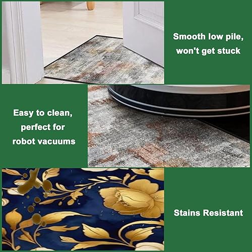 Miniatura 4 de Alfombra antideslizante azul oscuro retro dorado floral acuarela, alfombra de juego para yoga, interior, alfombra de patio, puerta para el hogar,