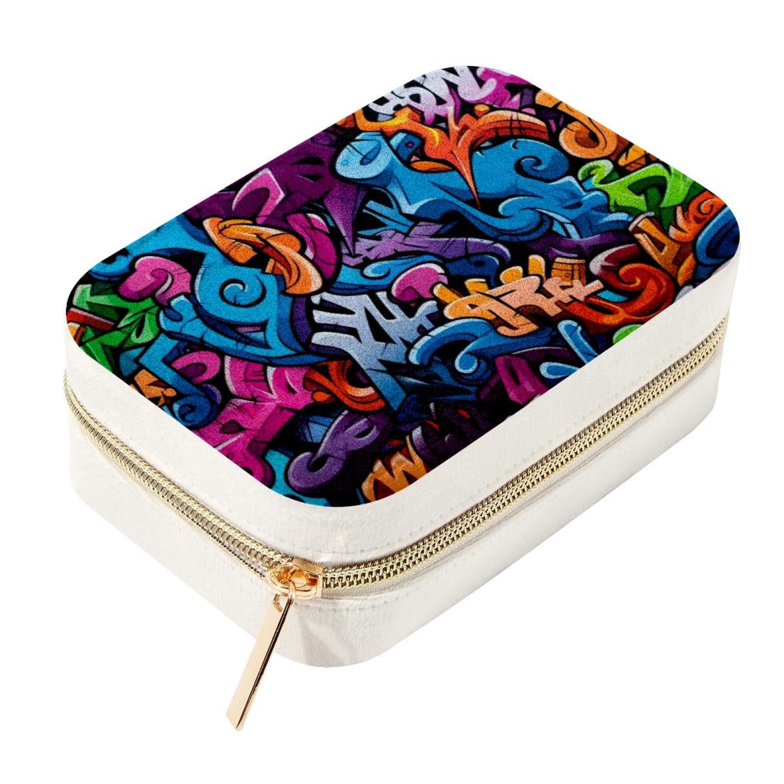 Boîte à bijoux de voyage en velours graffiti idéale pour organiser vos bagues lors de vos déplacements