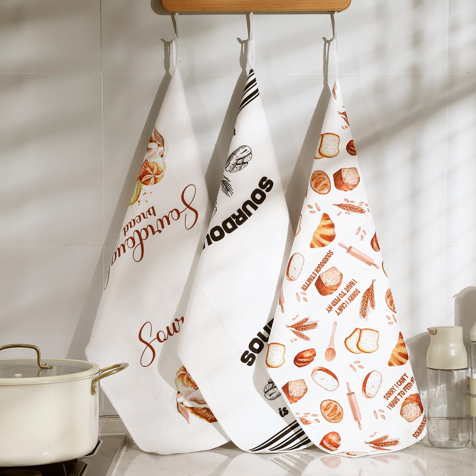 Hahafelt 6 Pcs Funny Sourdough Baking Kitchen Towels Gifts for Sourdough Bakers Lovers Decorative Dish Towels, Bread Maker Gifts Hand Tea Towel for Dining Kitchen16 x 24''