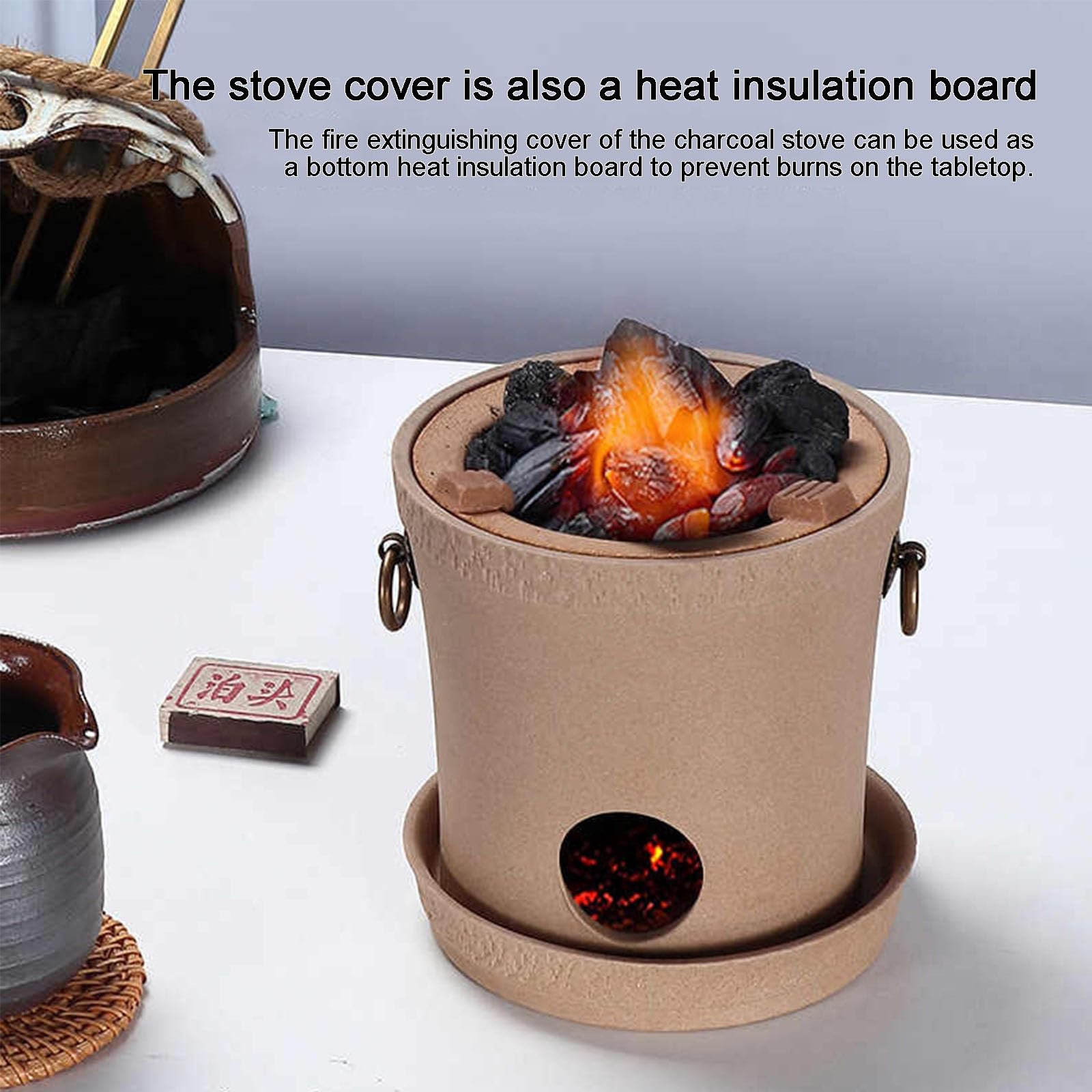 YZWZZXC 粘土炭ストーブ ヴィンテージ粘土ストーブ 屋内陶器火鉢 調理