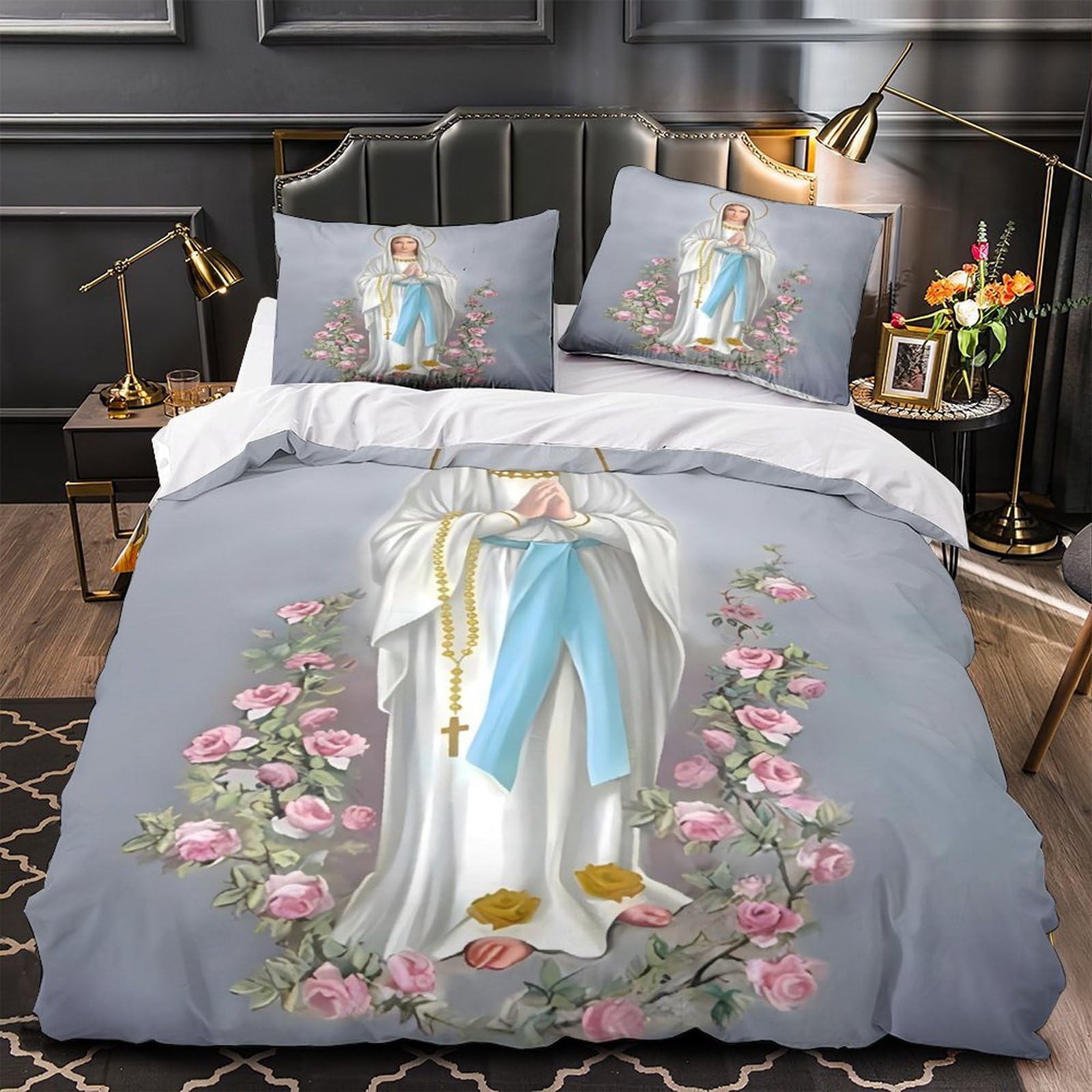 Parure de lit Vierge Marie 135x200 avec housse de couette imprimée en 3D