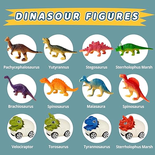 Miniatura 9 de Wdebay Juguetes de dinosaurio para niños, juguetes de dinosaurios y autos para niños de 2 a 4 a 6 años, dinosaurio para niños de 8 a 12 años con