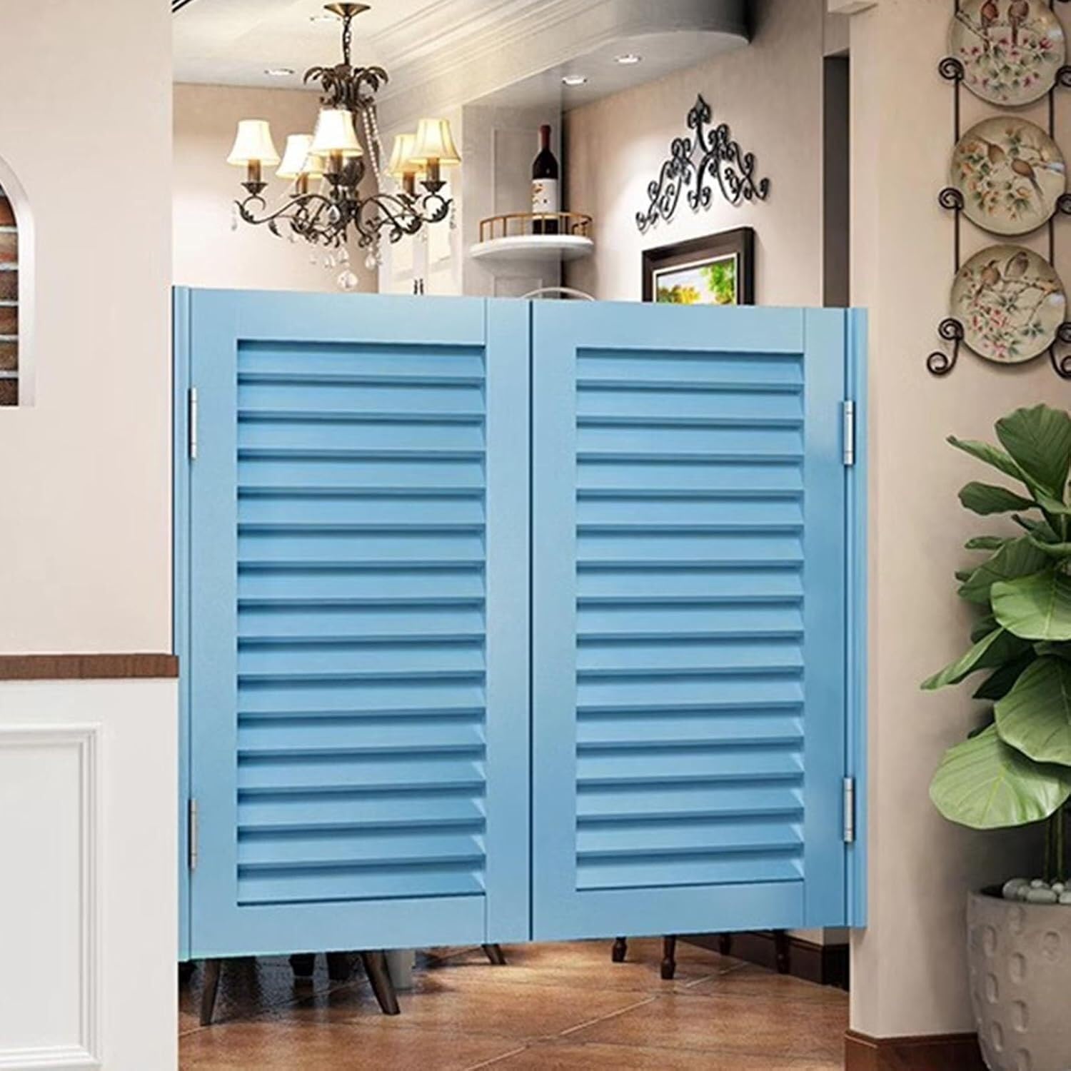 Porte a battente in legno massello resistente for bar - Porte for saloon a mezza vita con cerniere in acciaio inossidabile for cucina e bagno(Light Blue,120x80cm)