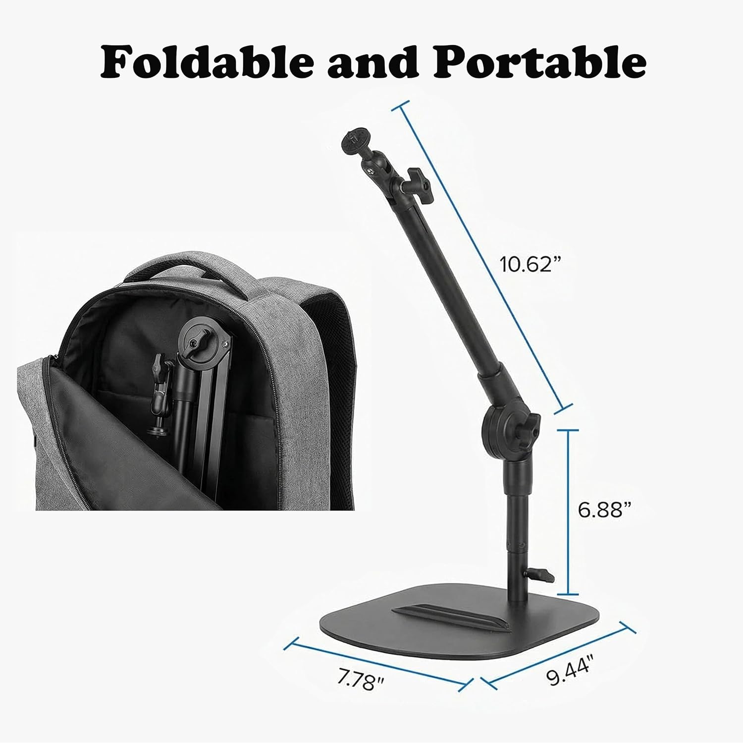 Desktop Microphone Stand, Adjustable Desk Mic Stand for AM8 K669B Yeti HyperX QuadCast SoloCast AT2020, Webcams Camera, Compatible 1/4, 3/8 & 5/8 Thread, for Recording/Podcasting/Streaming