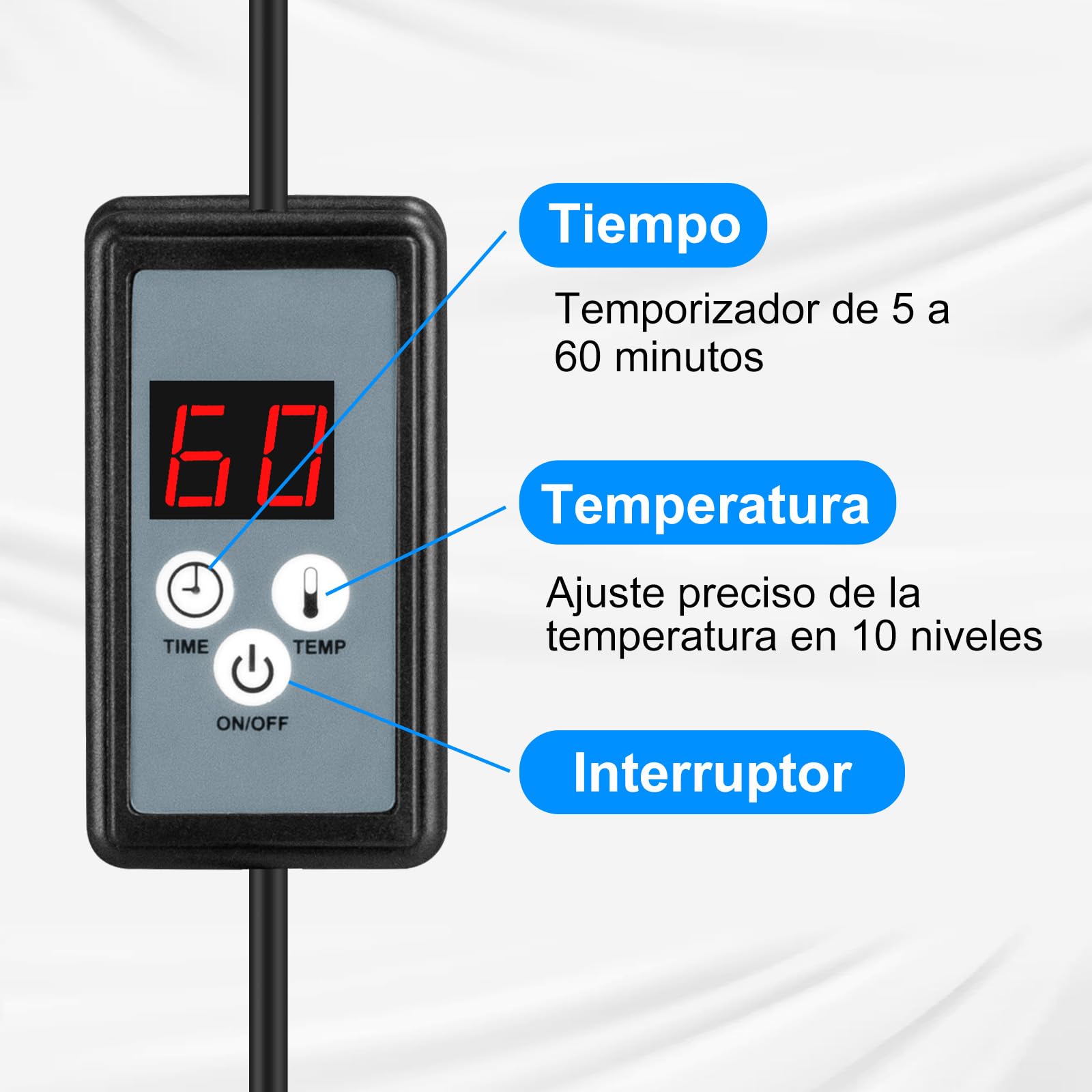 Lámpara De Luz Roja De 100 W, Lámpara De Calor Portátil De Luz Roja, 10 Niveles De Temperatura Y Temporizador De 5 A 60 Minutos, Lámpara De Calor De Para Uso Doméstico Con Temporizador Y Base