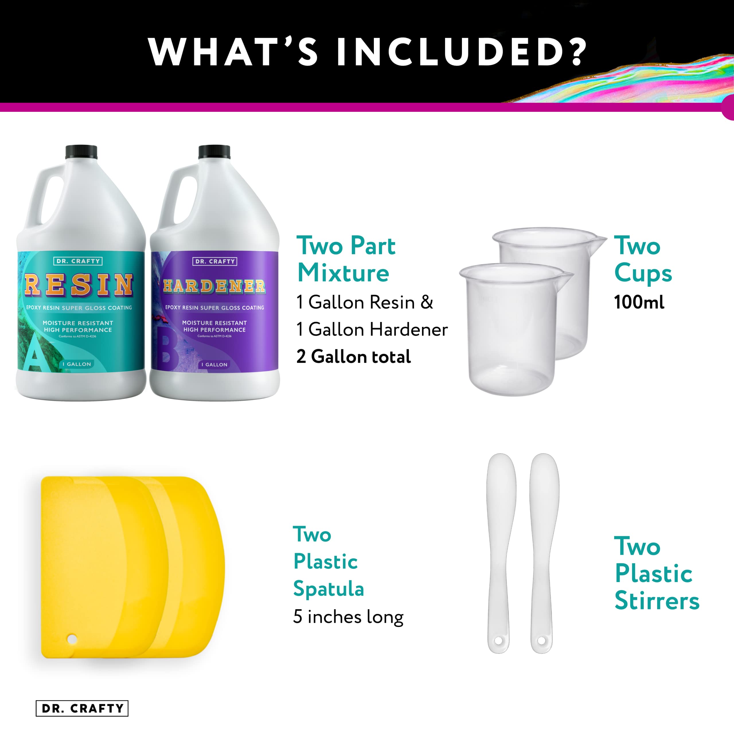 DR CRAFTY Clear Epoxy Resin Deep Pour Epoxy Casting Resin Kit Clear