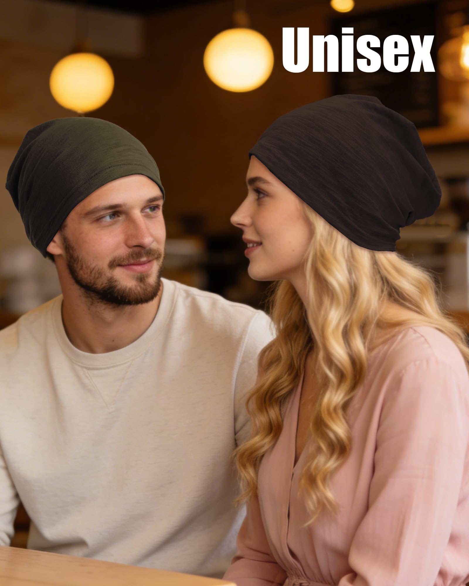 100% Cotton Lightweight Summer Hats for Women Men, Ultra Thin Slouchy Beanie Hat Oversizes Beanies Chemo Cap — view 5